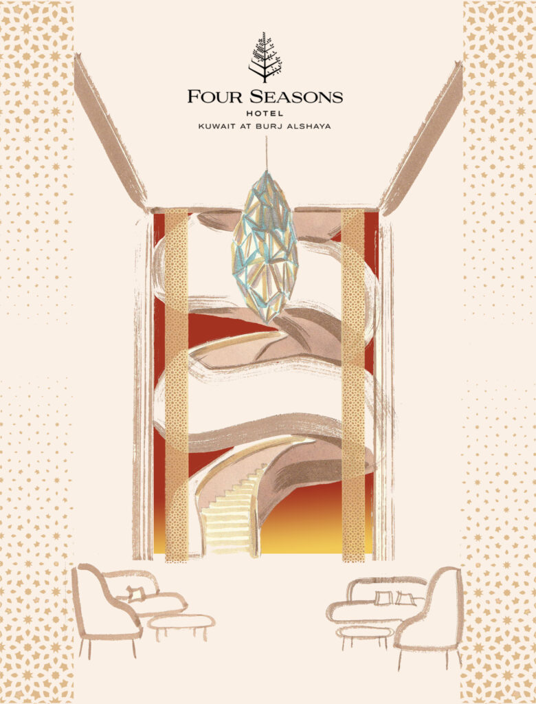 luxury resort editorial travel illustration