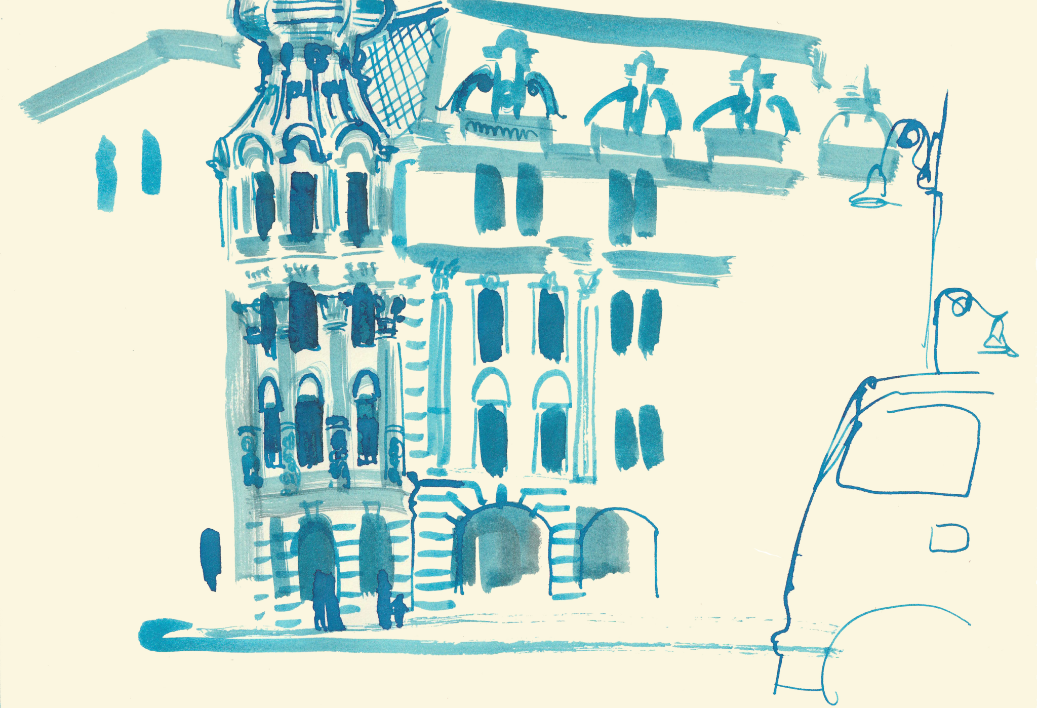 architectural illustration Grand Hotel Intercontinental Bucharest