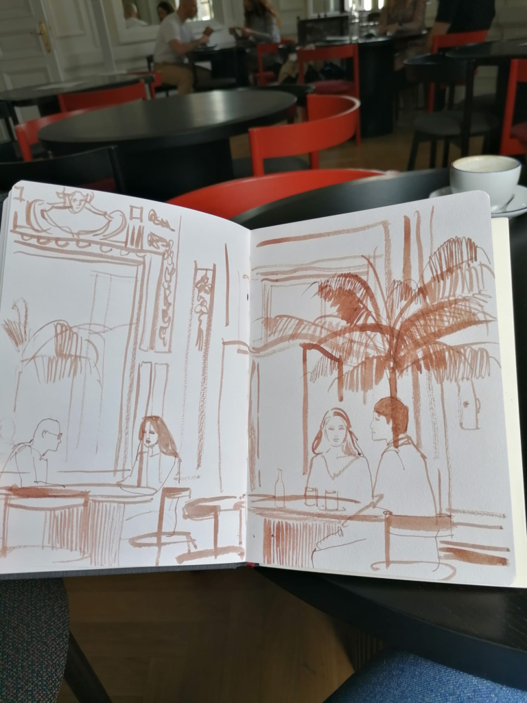 interior space illustration coffee shop