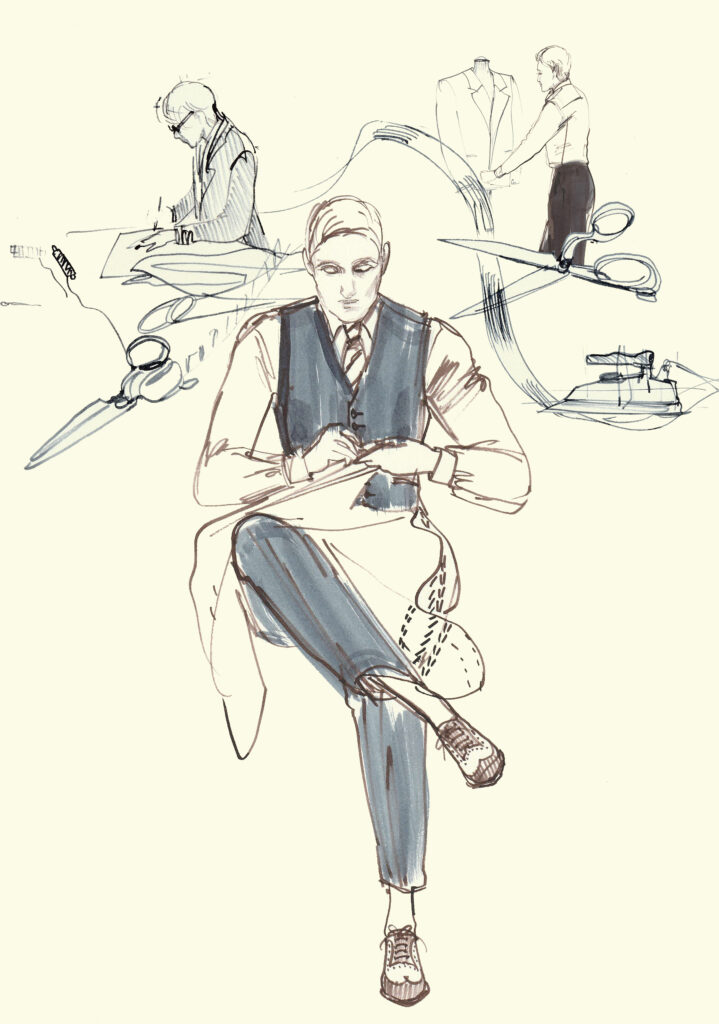 tailor suit craftmanship illustration ink